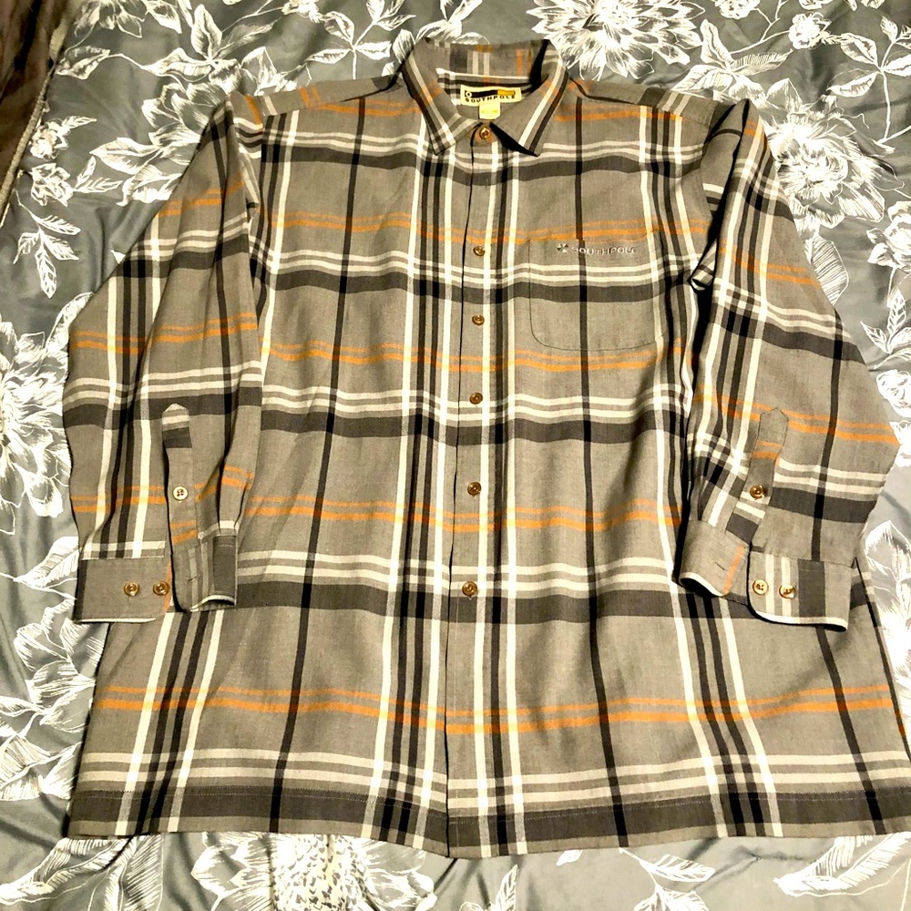 VTG SOUTHPOLE men’s button down shirt XXL grey